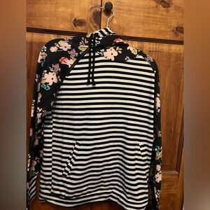 Floral and Striped Hoodie